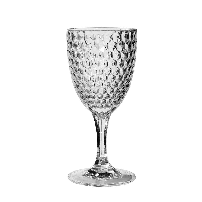 Diamond Cut Wine Glass - Clear