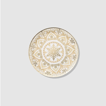 Golden Snowflake Small Paper Party Plates (10 per Pack)