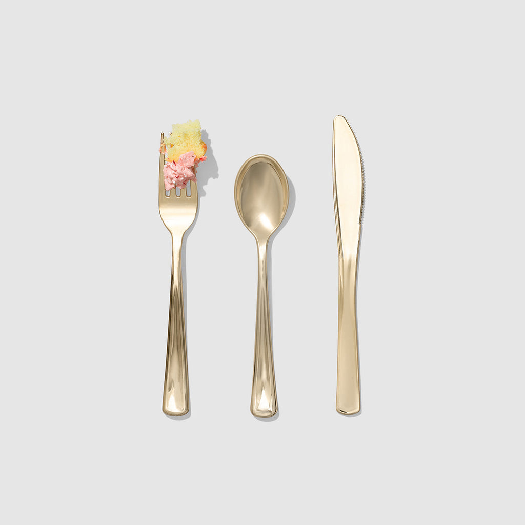 Metallic Gold Cutlery (30 per Pack)