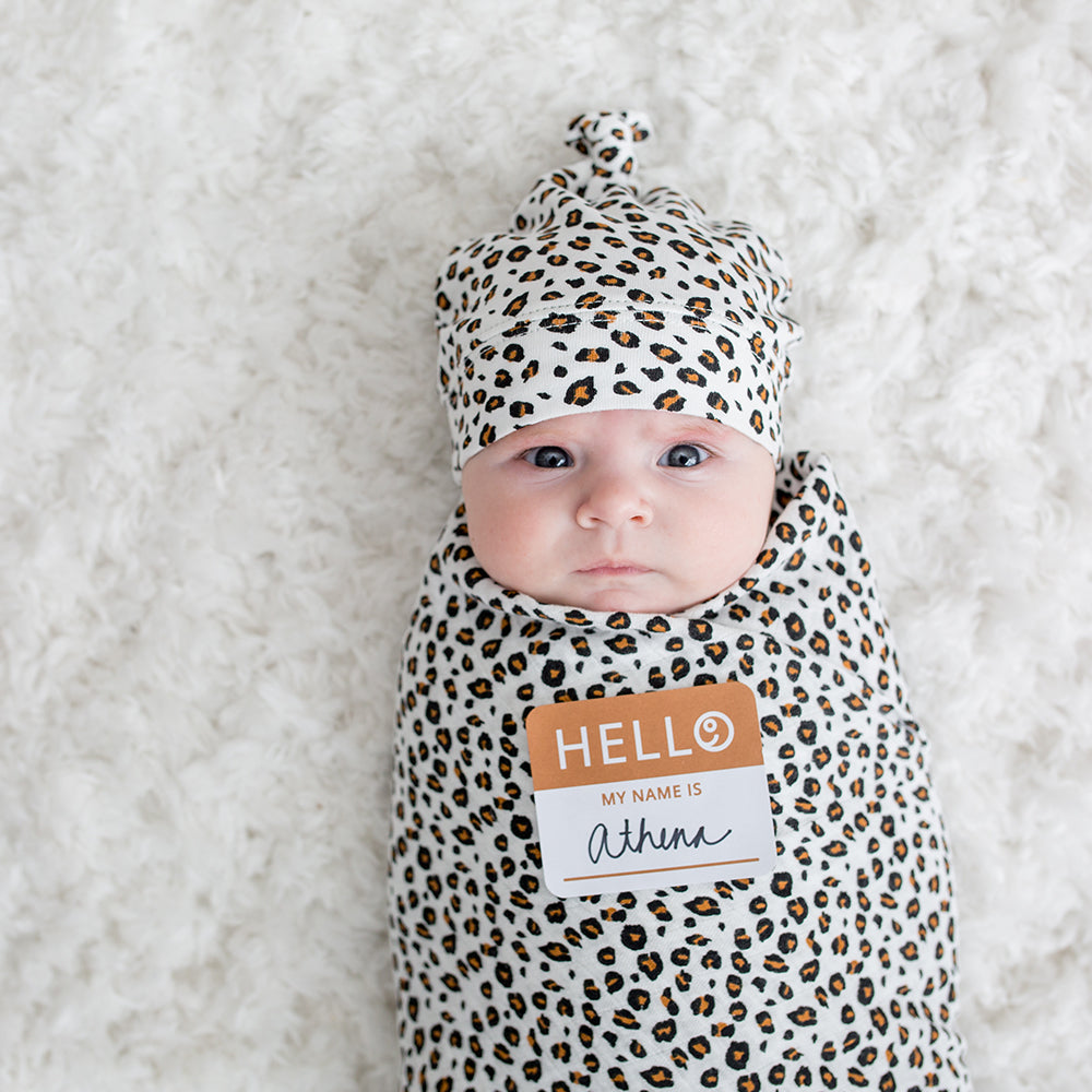 Hello World Blanket & Knotted Hat - Leopard