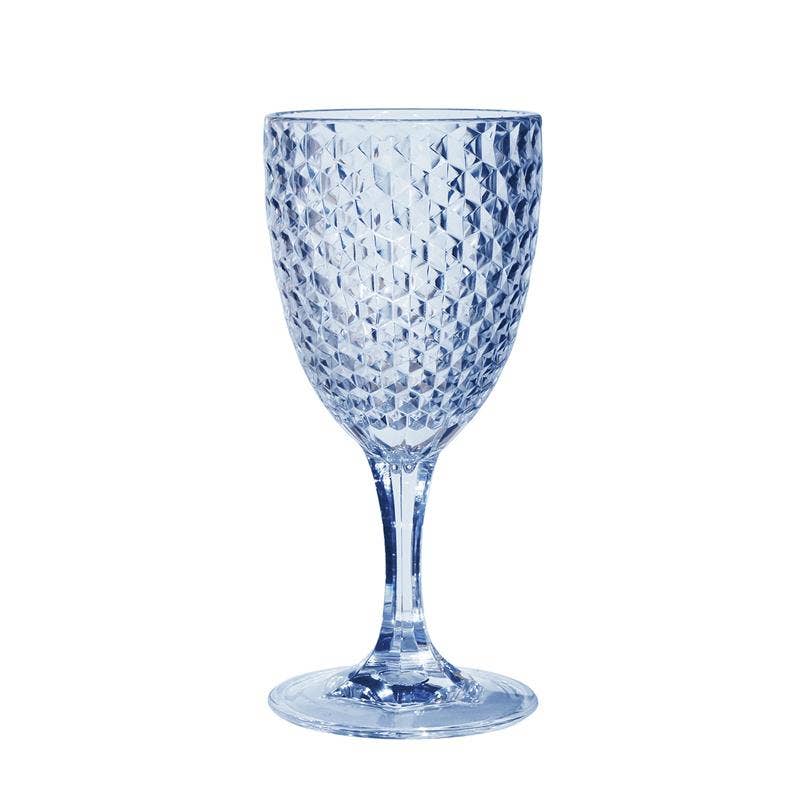 Diamond Cut Wine Glass - Blue